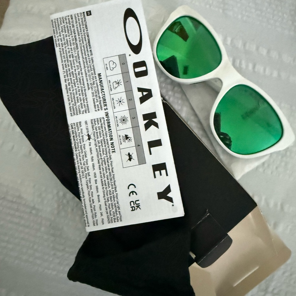 Oakley Green Lens White Frame Sunglasses